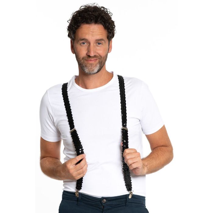Bretels met pailletten zwart one-size unisex