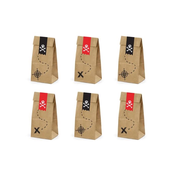 Piraat snoepzakken 6x - 8x18x6cm