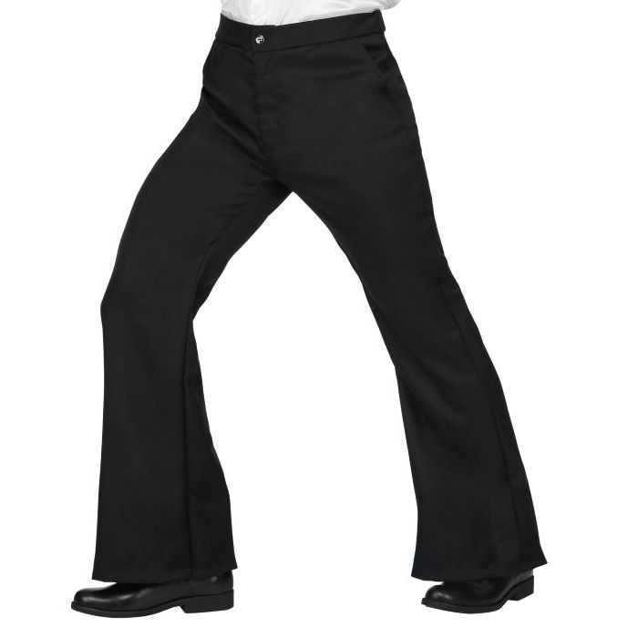 70's Heren Trompet Broek Zwart