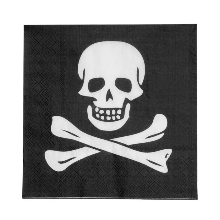 Piraten servetten met doodskop 20x - 33x33 cm
