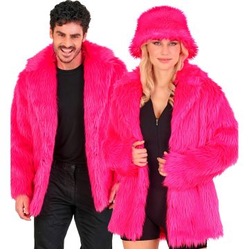 Neon roze pelsjack voor feest en pride
