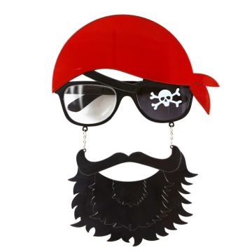 Pirat briller met skæg og bandana