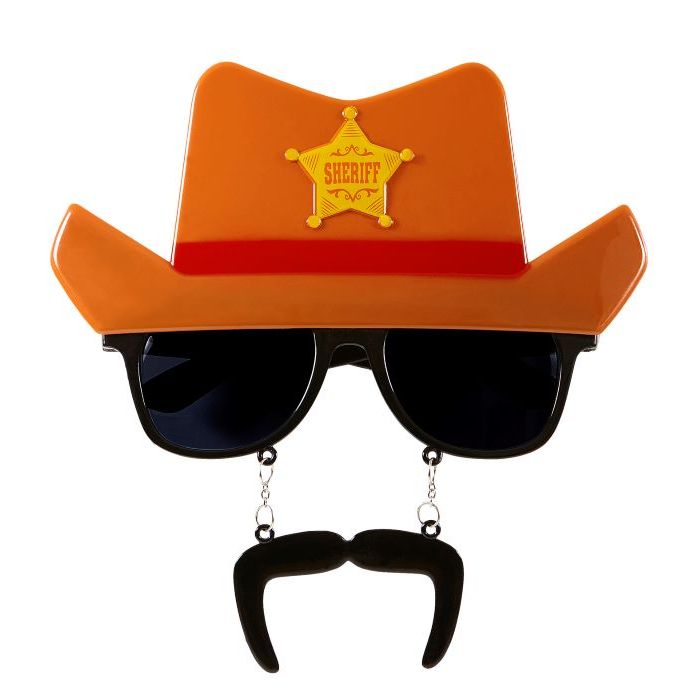 Zonnebril met sheriff cowboyhoed en snor