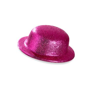 Bolhoed roze glitter