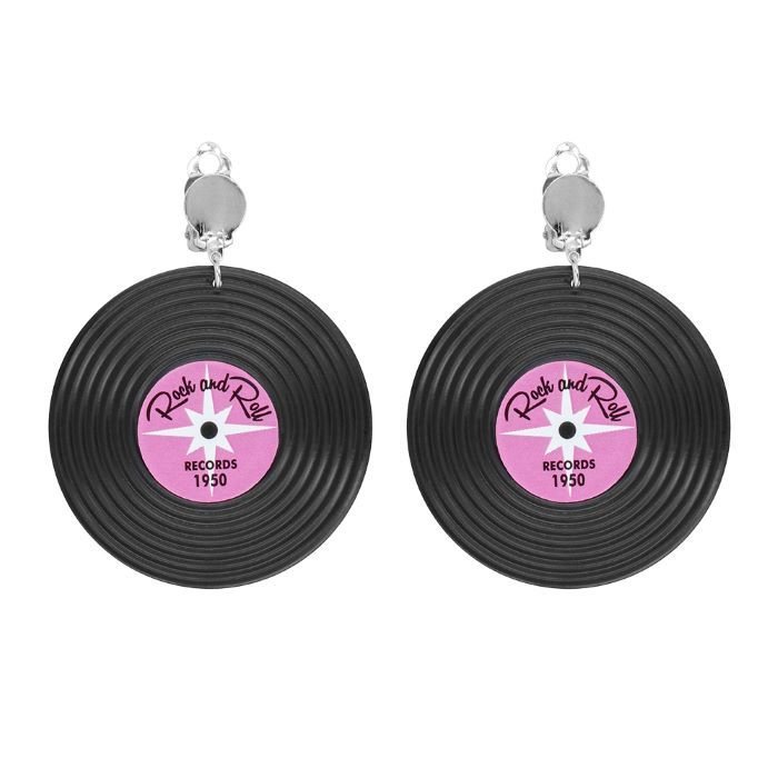 Rock n roll disco oorbellen met LP-platen