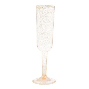 Champagneglazen in plastic Goud Glitter - 4x