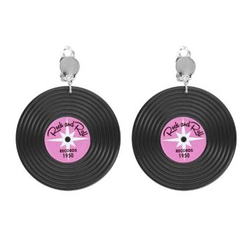 Rock n roll disco oorbellen met LP-platen