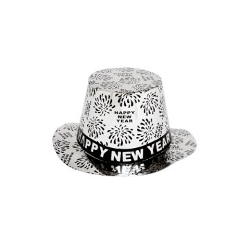 Zilveren feesthoed happy new year