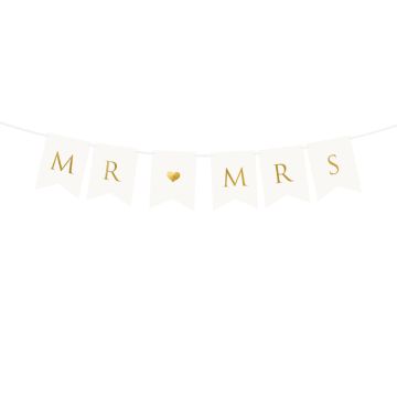Mr Mrs Guirlande Wit en Goud - 85 cm