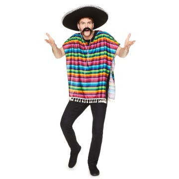 Mexicaanse poncho multicolor one-size