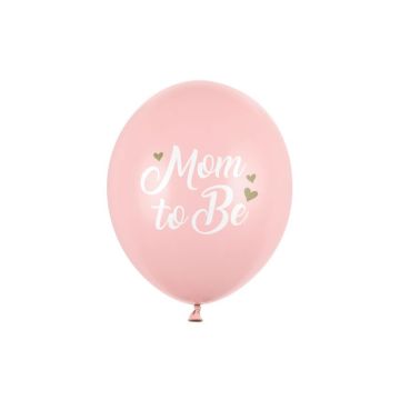Roze babyshower ballonnen met witte tekst 6x - Ø 30 cm