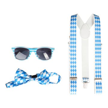 Oktoberfest set met bretels, vlinderstrik en brillen