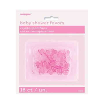 Mini fopspeen in plastic tafeldecoratie roze 18x