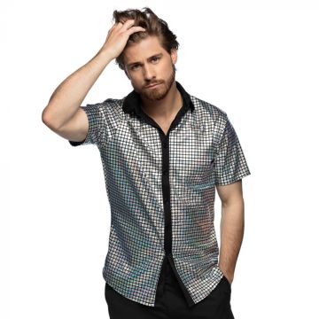 Disco korte mouwen shirt in zilver