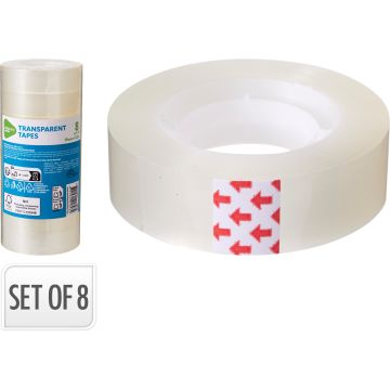 Transparante tape, 8 rollen