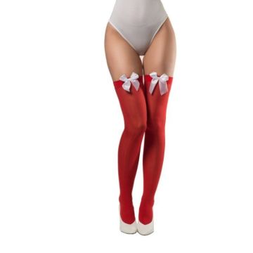 Kousen met strik rood en wit one-size voor vrouwen