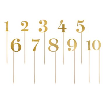 Gouden cijfers op houten stokjes 11x - 25,5 cm