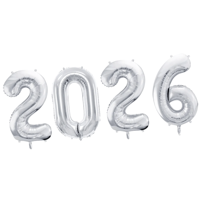 2026 folie ballon zilver - 86 cm