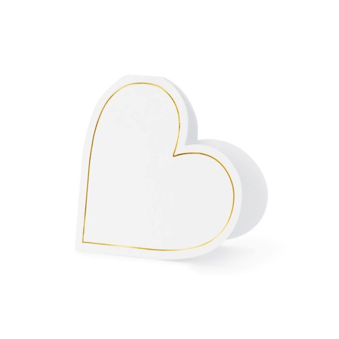 Witte hart bruiloft plaatskaarten met gouden rand 10x - 22x15,7 cm