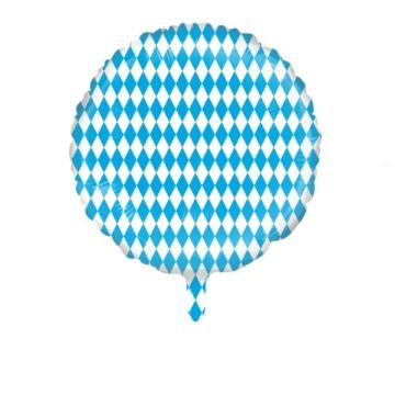Oktoberfest folieballon in wit en blauw - Ø45 cm 