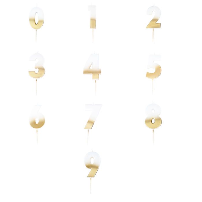 Gouden Cijfers Kaarsen 5x4 cm (Verschillende varianten)