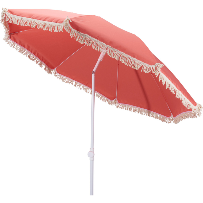 Parasol met franjes in grapefruitkleur Ø180x200cm