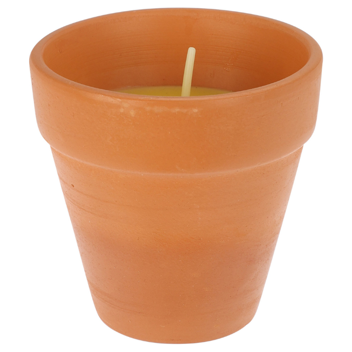 Citronella kaars in terracotta pot 9x9 cm