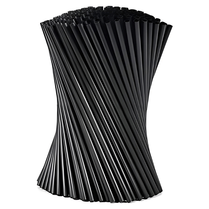 200x8 mm plastik sugerør 250x sorte genanvendelige