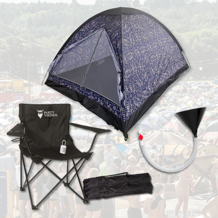 Festivalpakket 3 personen premium - FLOKI tent, festivalstoel e.d.