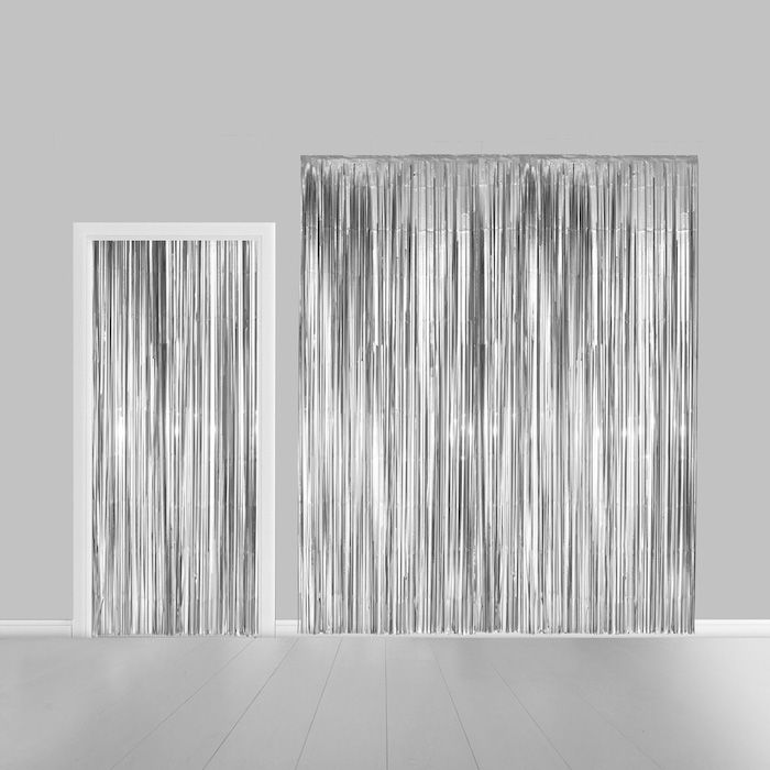 Zilveren Glittergordijn - 100 x 240 cm