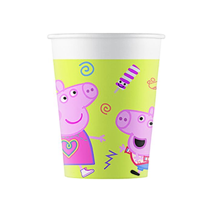 Peppa Pig kartonnen bekers 8x - 200 ml
