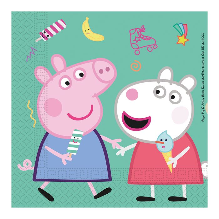 Peppa Pig servetten 20x - 16,5 x 16,5 cm