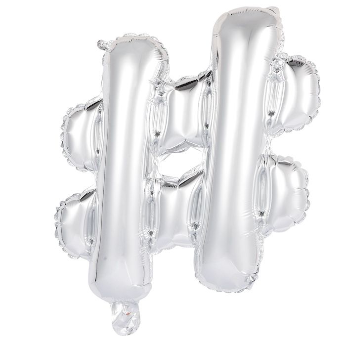 Hashtag # folieballon in metallic zilver 41 cm