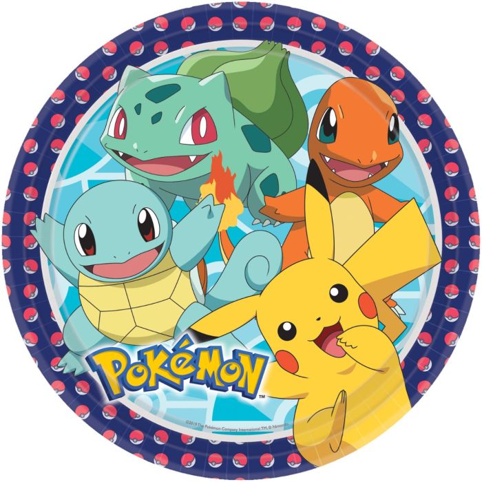 Pokemon papieren borden 8x - 23 cm