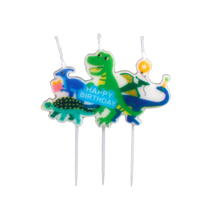 Verjaardagskaars dinosaurussen motieven 9 cm