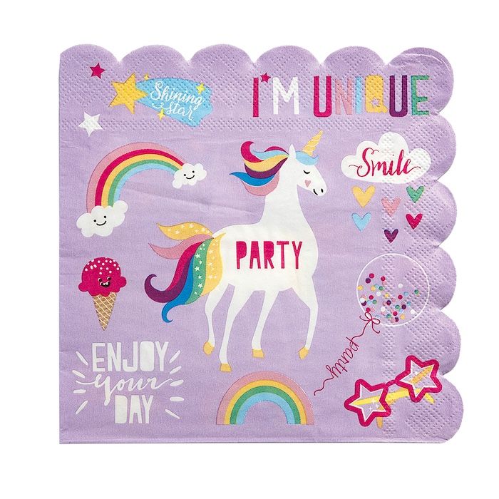Eenhoorn feest servetten 16x - 33x33 cm