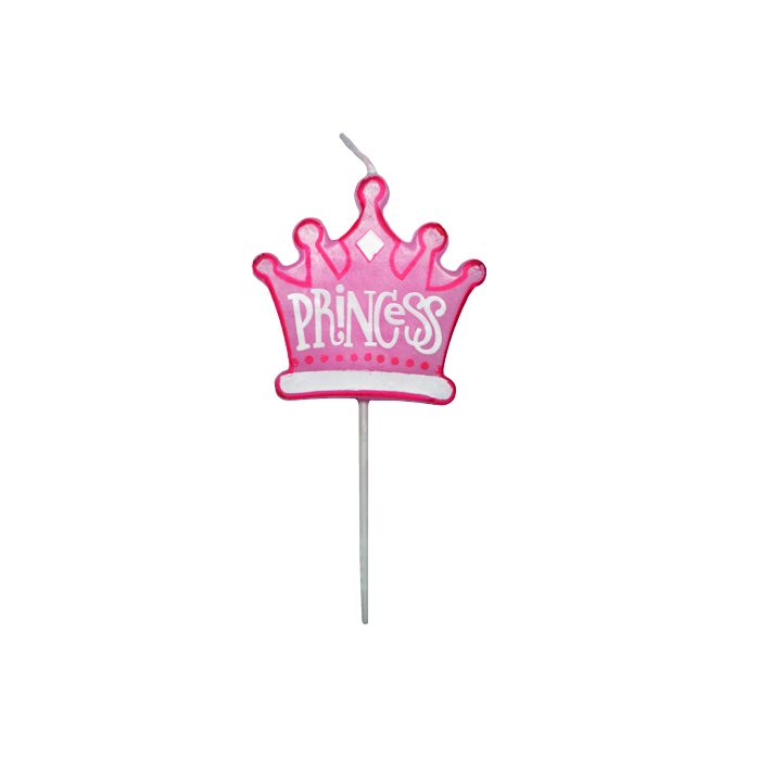 Prinsessen kroon kaars roze 9 cm