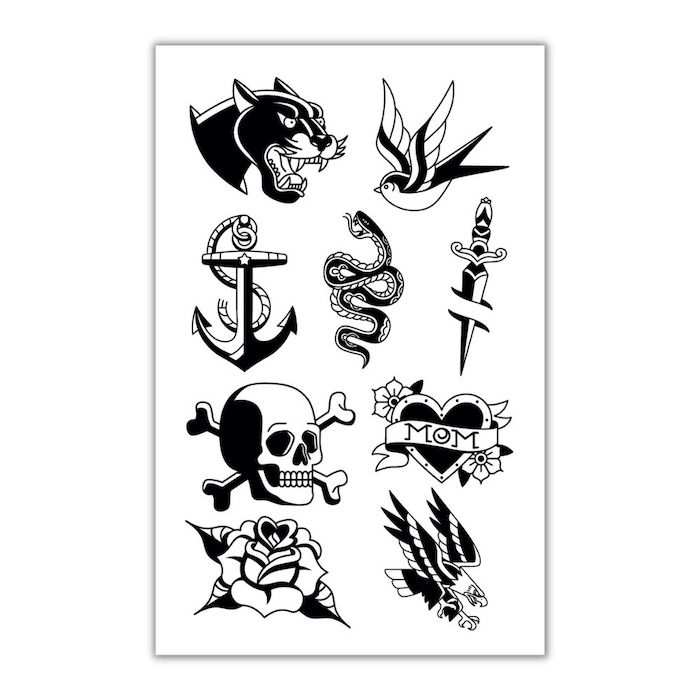 Klassieke zeemans tatoeages tijdelijk 9x