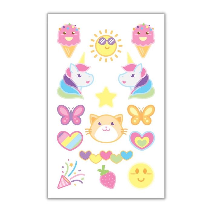 Valse regenboogkleurige eenhoorn tatoeages 15x