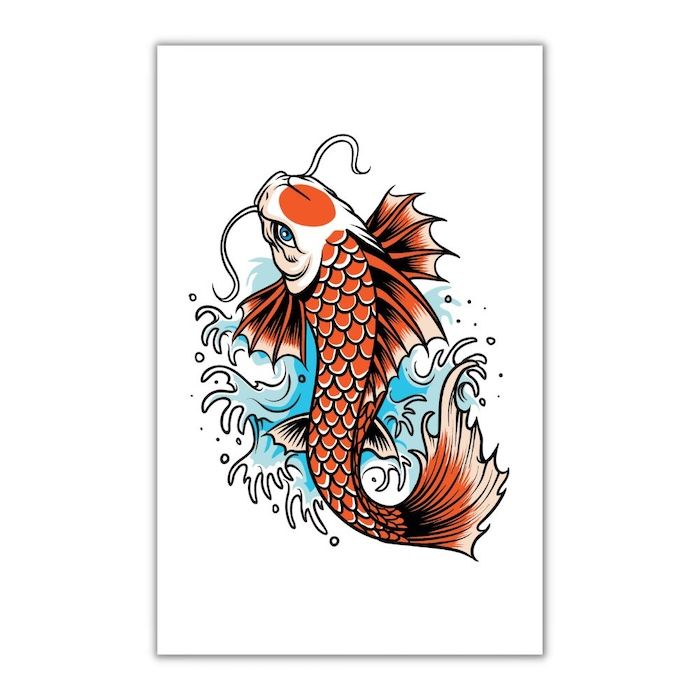 Valse en tijdelijke Japanse koi vis tatoeage 10,5x20 cm