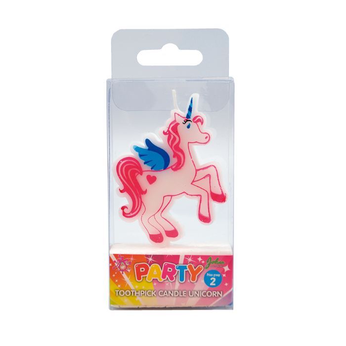 Eenhoorn taartkaars op stok 5x5,6 cm