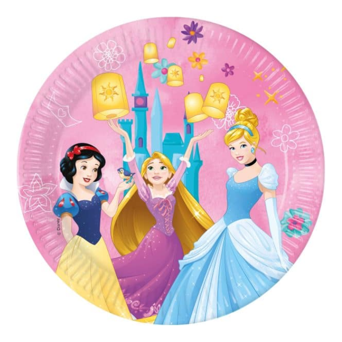 Prinses papieren borden 8x - 23 cm