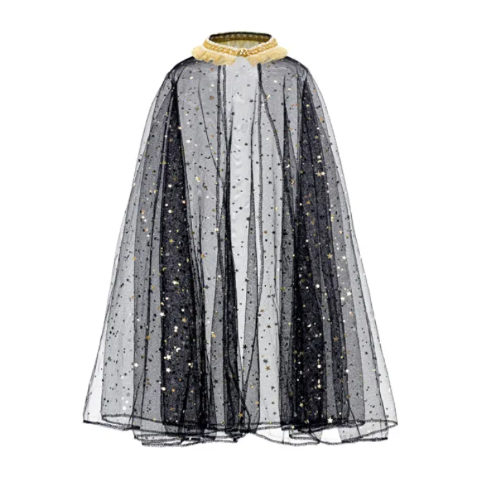 Glitter cape voor kinderen zwart - 3-7 jaar