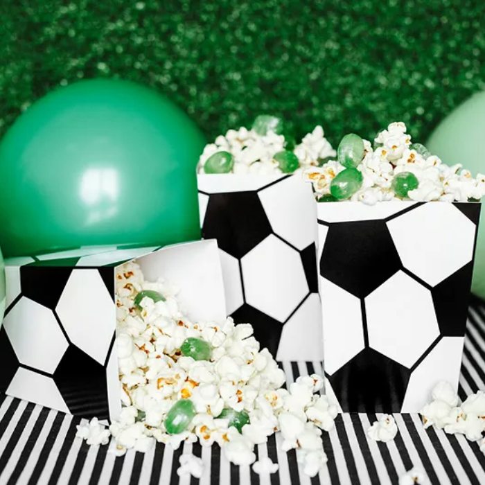 Popcornbekers met voetbalmotief 6x - 7x7x12 cm