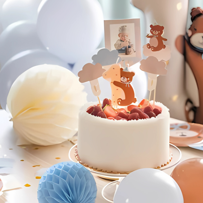 Beren taartkaars 1 jaar - 7 cm