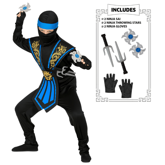 Blå ninja kostume til børn