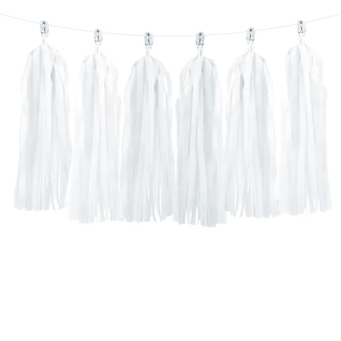 Guirlande met Witte Kwastjes - 2 meter