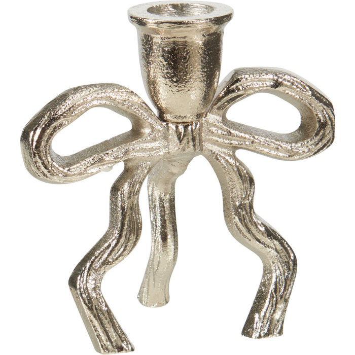 Kandelaar met strikontwerp in zilver 11x7x12 cm