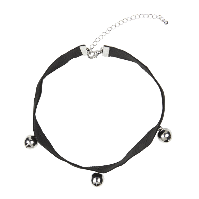 Zwarte kattenhalsband met 3 belletjes
