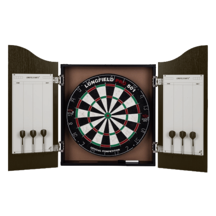 Dartkast inclusief dartbord, 6 pijlen en scorebord